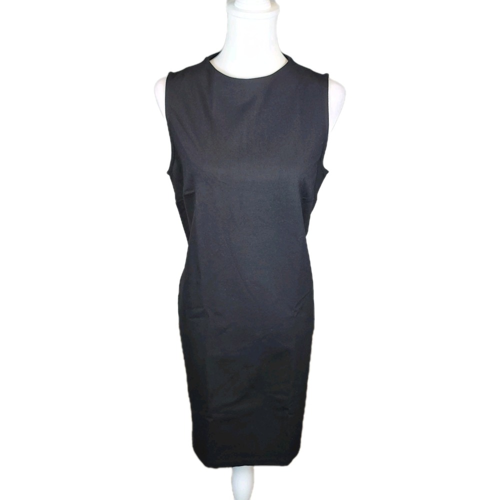 Chico's Sheath Dress Womens 1 Small‎ Black Stretch Knit Career Classic Capsule